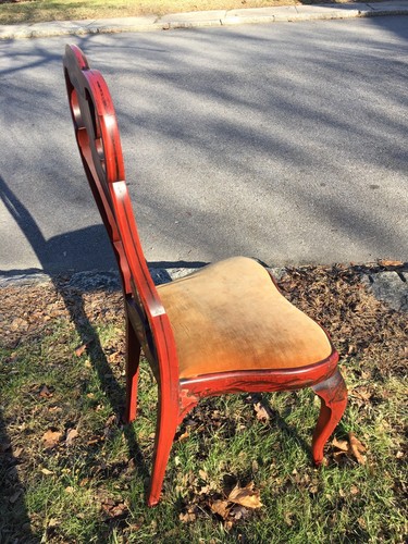 Queen Anne Japanned Red Chinoiserie 18th Century!? Dutch/Boston Side Chair