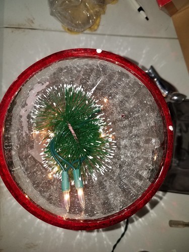 Crackled Glass Lighted Vase with 10 Lights