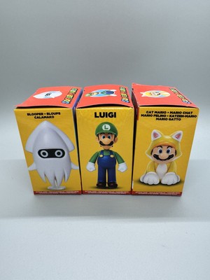 Super Mario Jakks 3 Collectible Figures 2.5  Blooper Luigi Cat Mario ￼
