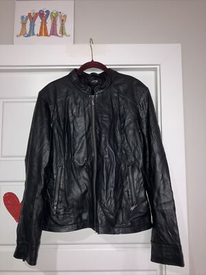 APT 9 100% Leather Jacket Poly Lining Zipper Front & Pockets Women's Size XL