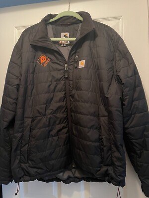 Carhartt Rain Defender Gilliam Jacket Lightweight Puffer XL Black Embroidered