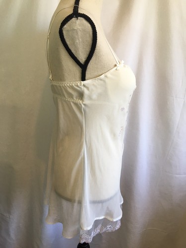 Linea Donatella Ivory Embroidered Teddie W/ Underwire Bra Size M Lace Sheer