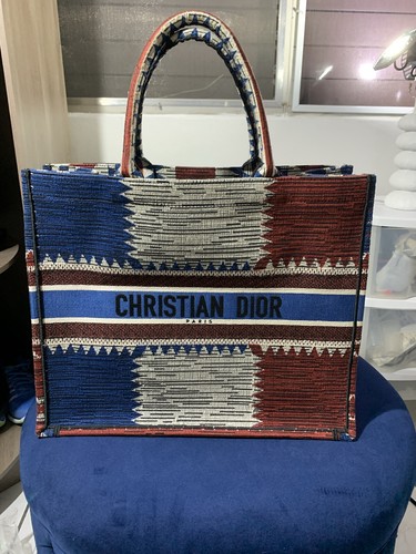 Christian Dior Book Tote Bag Great Britain Flag Embroidered