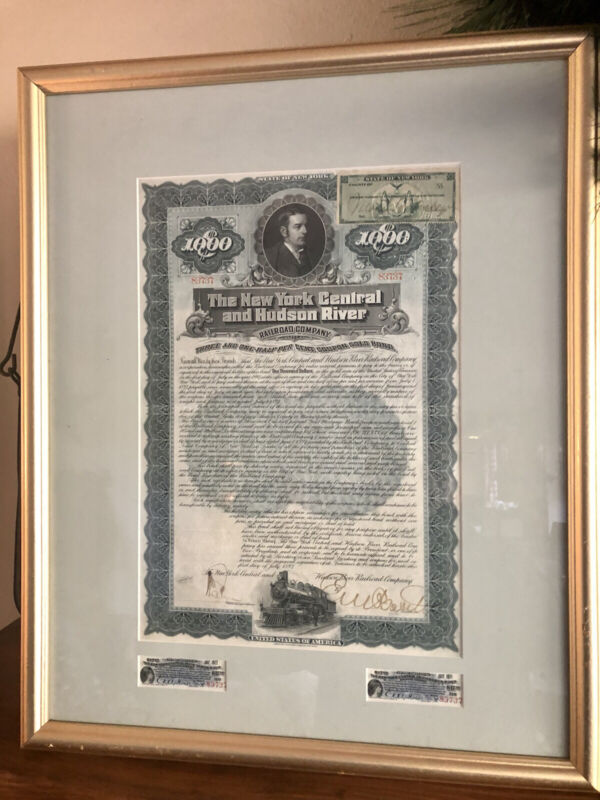 1897 Railroad Gold Bond Certificate ~ Framed