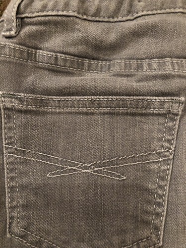 Gap Kids Girls Gray Denim Jean Mini Skirt Stretch Adjustable Waist Size 12