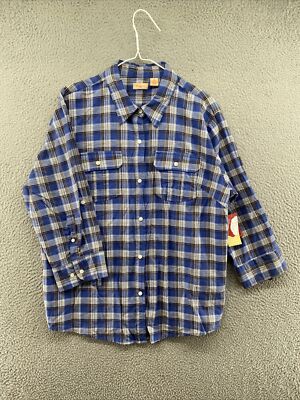 Northcrest Women s Plaid Roll Tab 3/4 Sleeve Camp Flannel Shirt in Size XL NEW