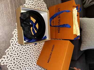 LOUIS VUITTON Damier Print black buckle size 42