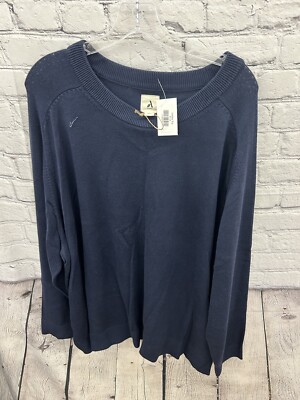 Amazon Aware Women's Rib Crewneck Sweater 5x Navy