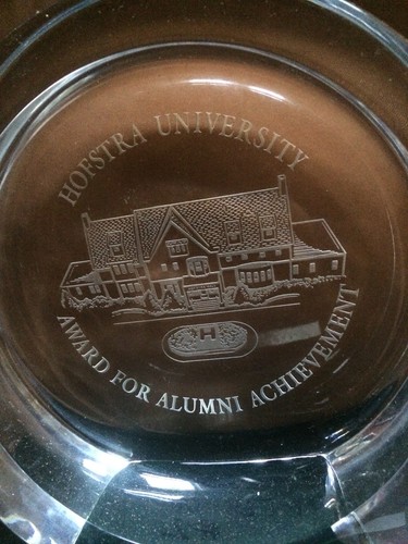 Bernard L. Madoff Alumni Achievement Award from Hofstra University, with FBI tag