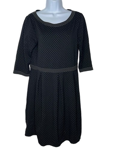 Max StudioWomens Black Pleated Polka Dot Textured Dress Size