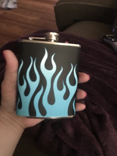 Stainless Steel Flask Blue And Black Flames Epic