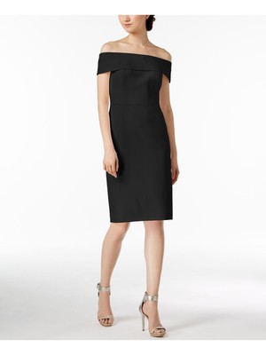 

CALVIN KLEIN Женское черное эластичное облегающее платье с короткими рукавами Petites, Черный