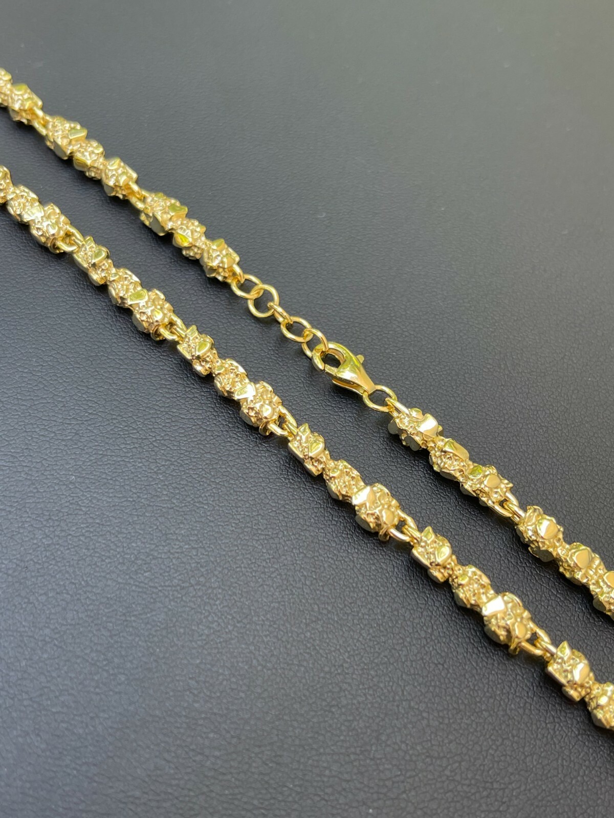Pre-owned Silver 14k Gold Plated Solid 925 Sterling  Nugget Link Chain Necklace 5mm 18-30"
