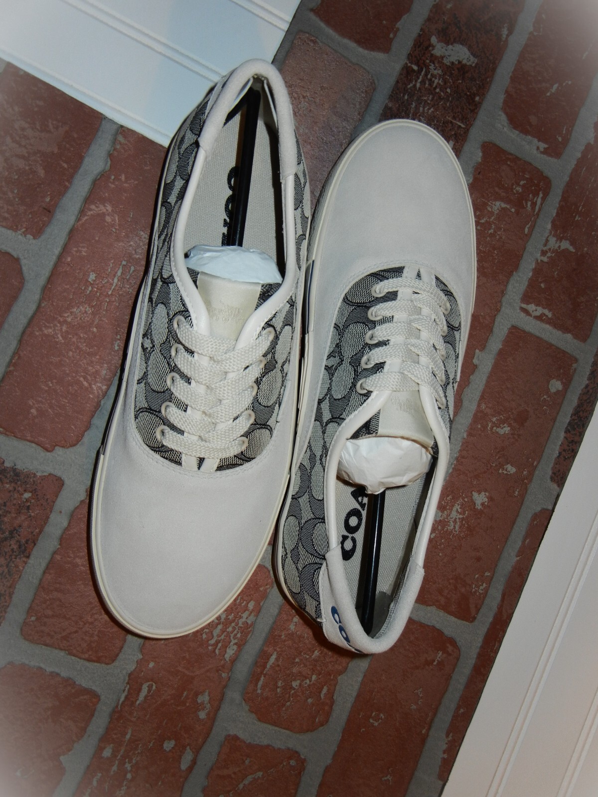 Pre-owned Coach Skate Lace Up Sneaker In Signature Jacquard Style No. Ca272 Sold Out Ocean In Blue