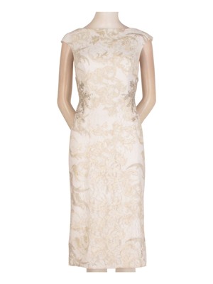 

ADRIANNA PAPELL Женское белое платье-футляр с рукавами ниже колена на белой подкладке, Белый