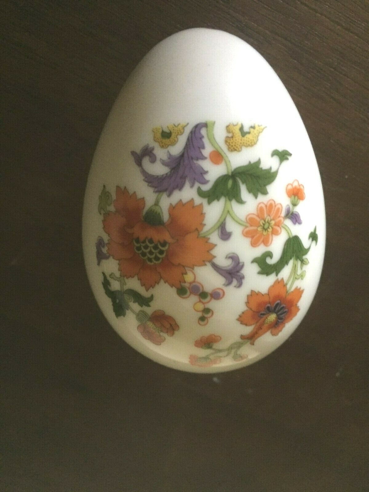 LIMOGES France Egg Shape -Hand Painted Flowers -Covered Trinket Box