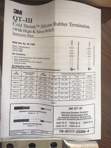 3M Cold Shrink Outdoor Skirted Termination 7653-S-4