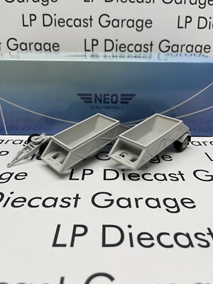 NEO SCALE MODELS Rimorchio Double Bottom Dump Trailers Gray 1:64 Scale Resin