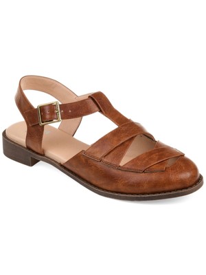 

JOURNEE COLLECTION Женские коричневые регулируемые босоножки Bonita с пряжкой и круглым носком, размер  м, Коричневый, BONITA