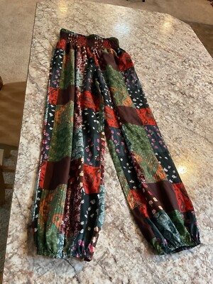 SHEIN Women's Harem Hippie Pants Palazzo Boho Patchwork Look  Size S  27  Inseam