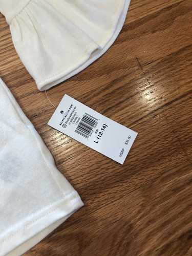 NWT POLO RALPH LAUREN GIRL'S WHITE Cream Bell SLEEVE SHIRT: 12-14 Large New