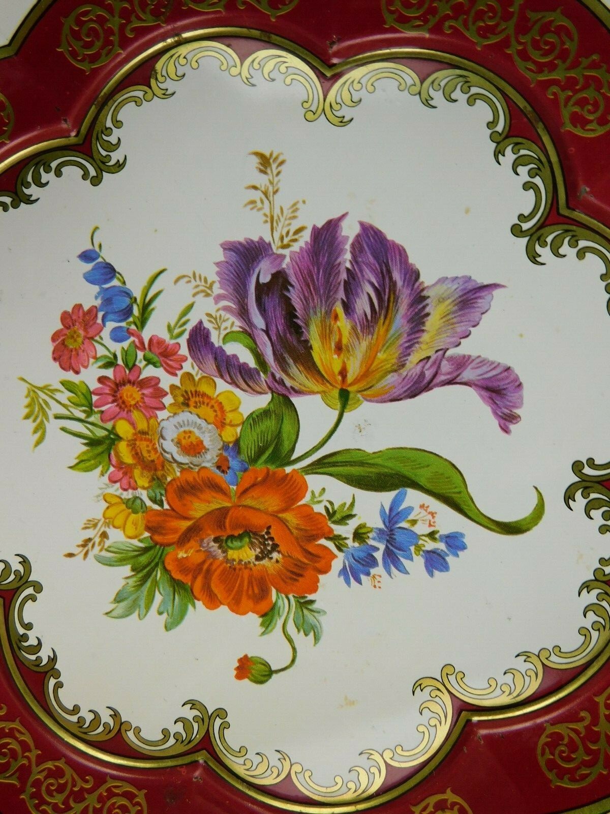 Vintage Daher Decorated Ware 1971 Metal Tin Tray Orchid Floral Made in England