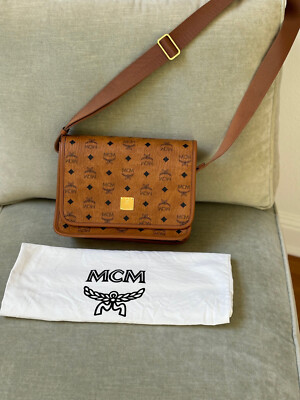 MCM Visetos Cognac Klassik Messenger Crossbody Bag - New Without Tag