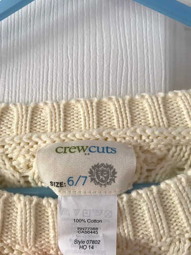 NEW J. Crew Crewcuts Cotton Boys Cream Sweater Size 6-7