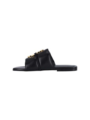 Pre-owned Jw Anderson J.w. Anderson Slide Logo Sandals In Black