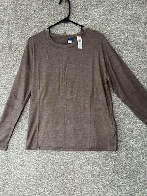Old Navy Oversized Super Soft Long Sleeve Brown Top Shirt Size Medium Tall