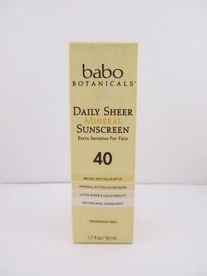 Babo Botanicals Daily Sheer Face Mineral SPF 40, Extra Sensitive, 1.7 fl oz