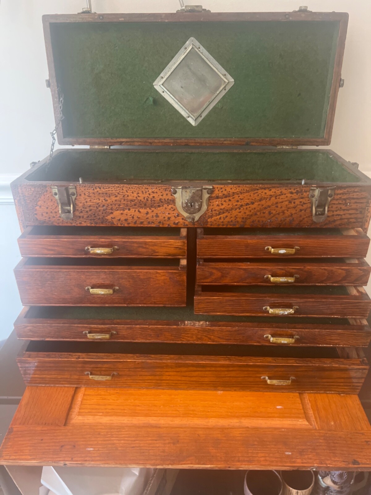 Vintage  Gerstner 7 Drawers Oak Wood Machinist Tool Chest Box 1940-1942