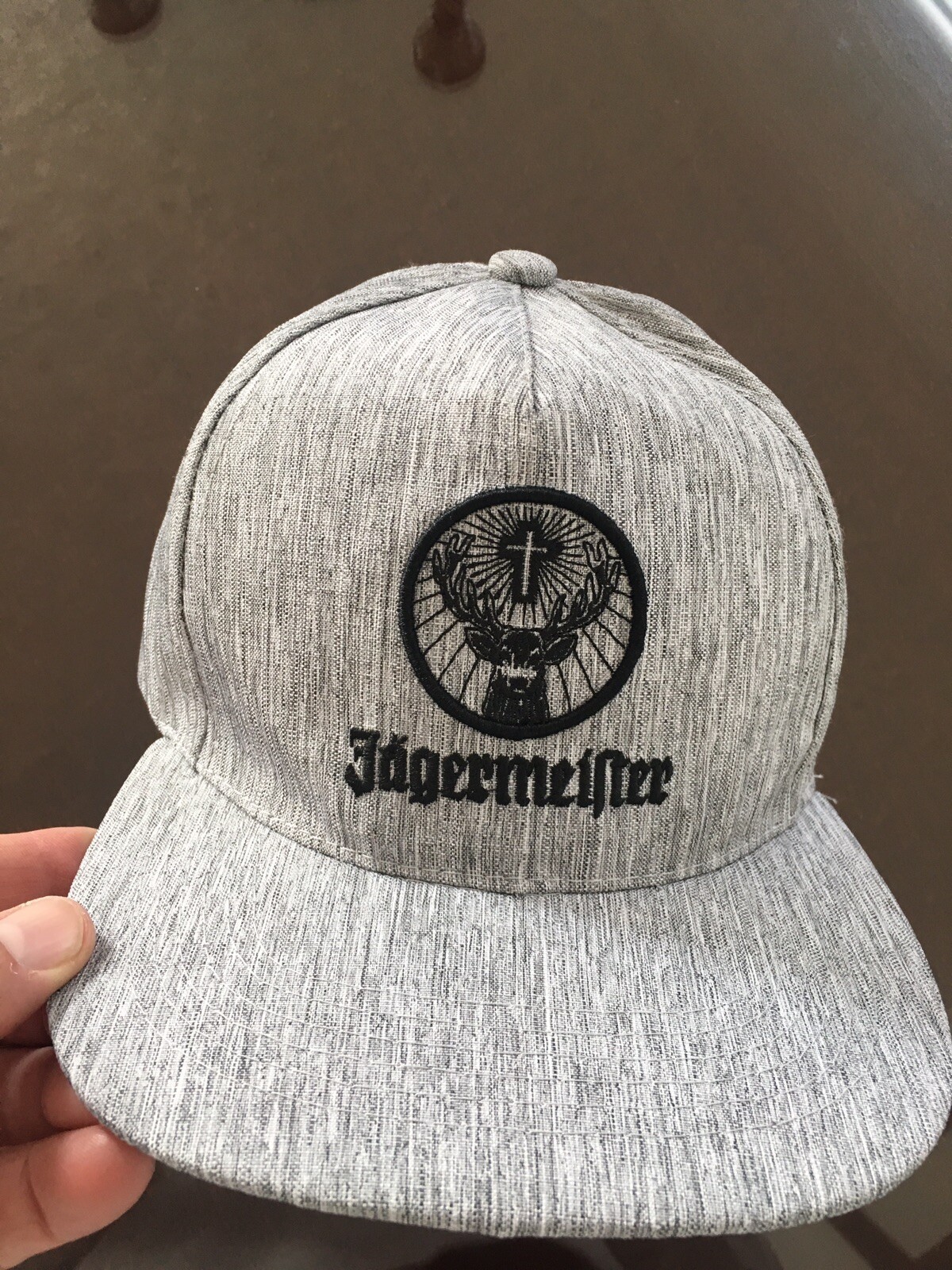 JAGERMEISTER snapback light grey cap embroidered cross deer stag logo ONE SIZE