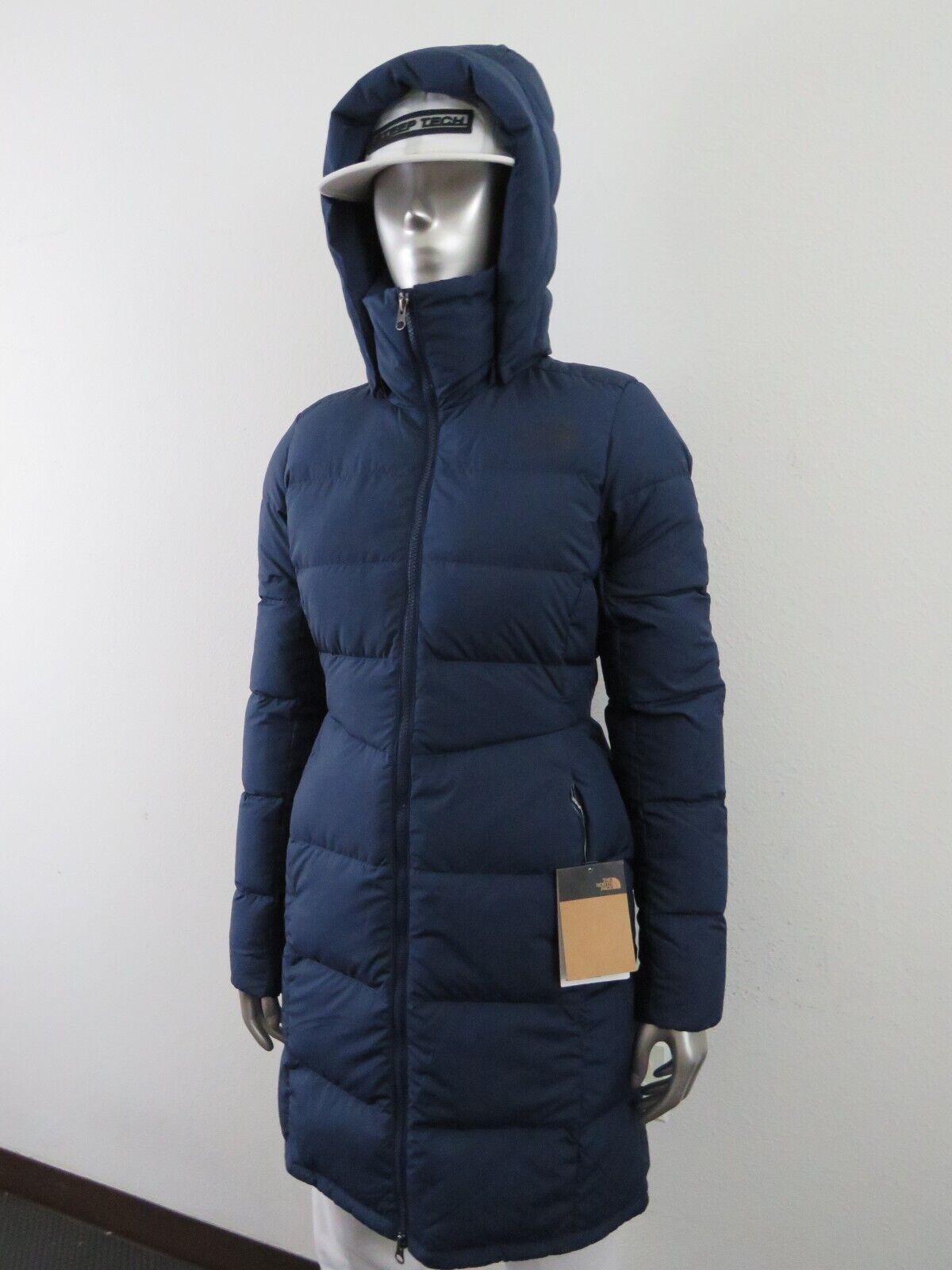 Pre-owned The North Face Womens  Metropolis Parka Long Down Warm Jacket - Summit Navy In Summit Navy Blue / Asphalt Grey Logo