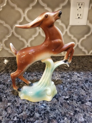 Vintage Stewart McCulloch California Art Pottery Porcelain Leaping Deer Figurine