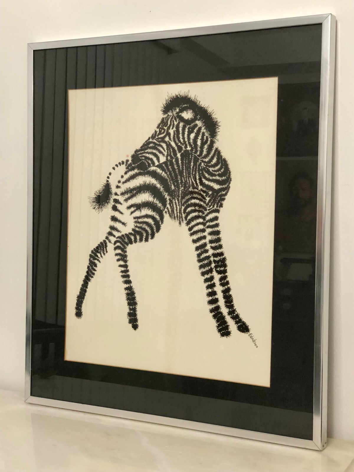 絵画　ラビンドラ(Rabindra)のLEOPARDECO RARE VINTAGE 1970'S RABINDRA FRAMED ZEBRA SIGNED LITHOGRAPH