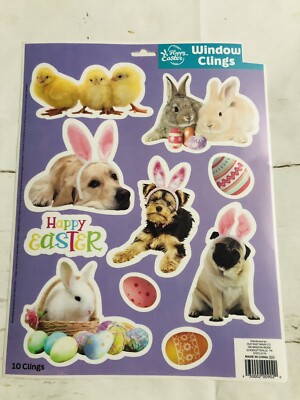 HAPPY EASTER Window Clings DOGS And CATS