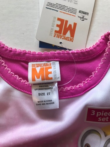 Despicable Me Toddler Girls 3pc Pajama Set Pink NEW W/Tags, Shorts, Pants, Shirt