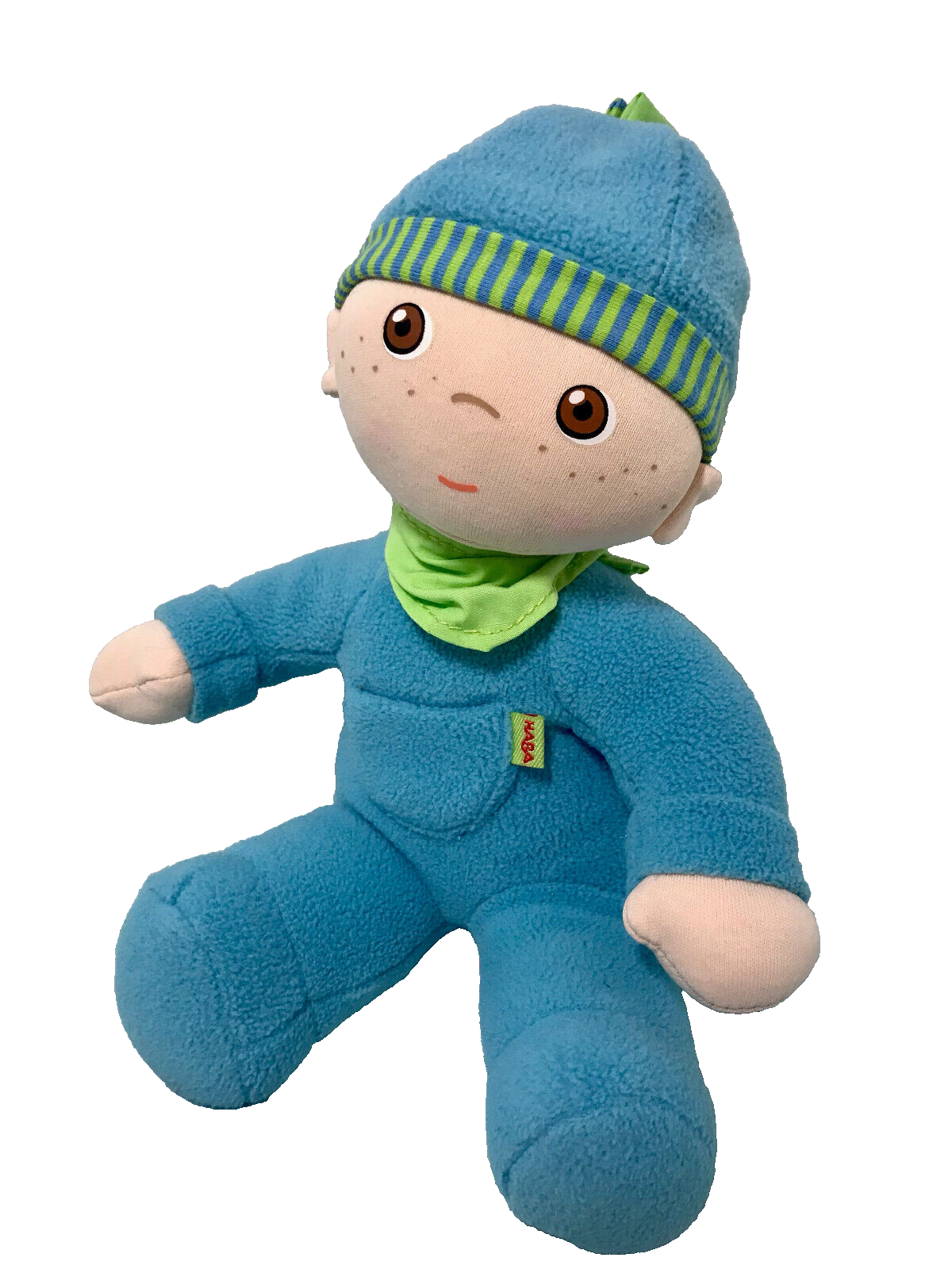 HABA  German Boy 9" Doll Blue Hat Stuffed Soft Baby Toy VGC