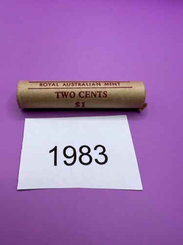 1983 2c One Cent Coin 50 Uncirculated Royal Australian Mint Roll 1 Dollar Value