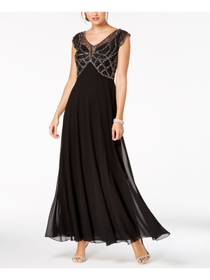 JKARA Womens Black Sparkle Top Illusion Top Короткие рукава Вечернее платье 12