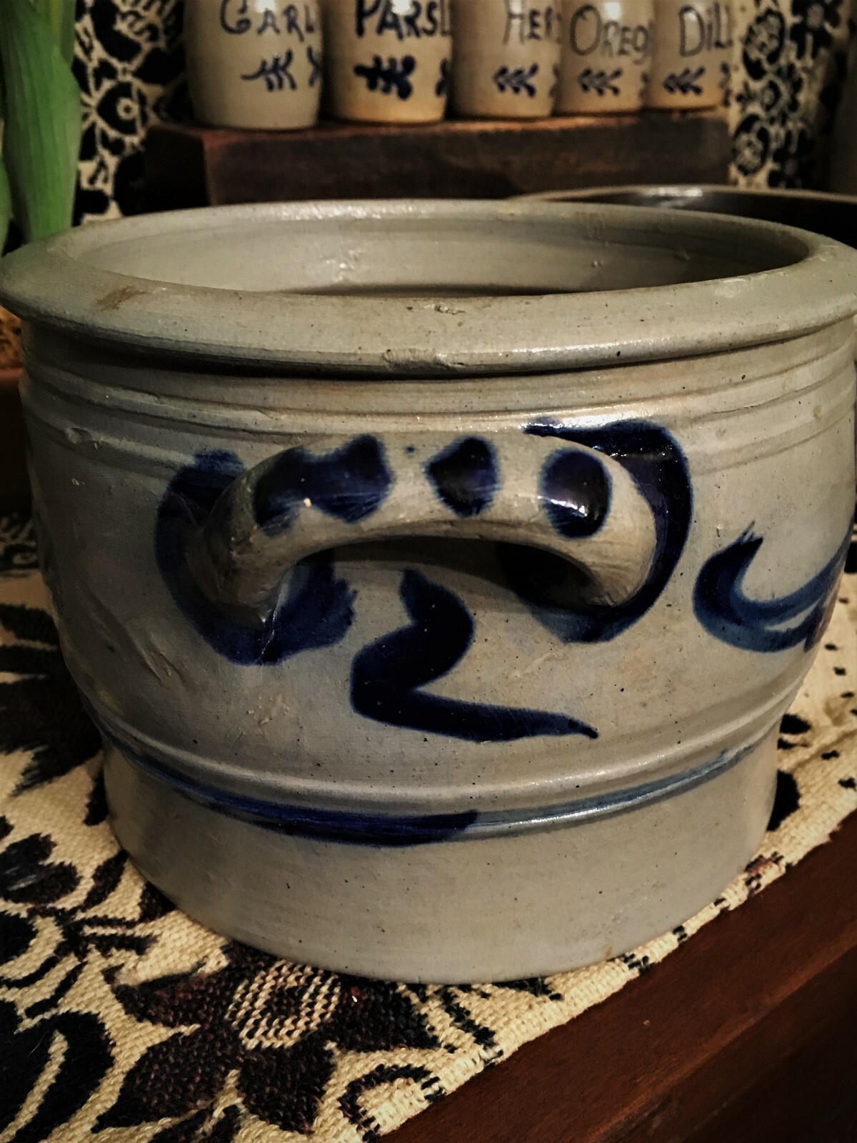 Westerwald Cobalt Crock with lug handles