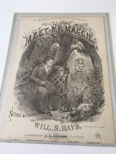 Rare Antique Original Litho Piano Sheet Music 1880s Meet Me Maggie