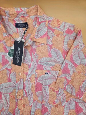 New Men's XXL Vineyard Vines Classic Fit Short Sleeve Banana Tropical Shirt