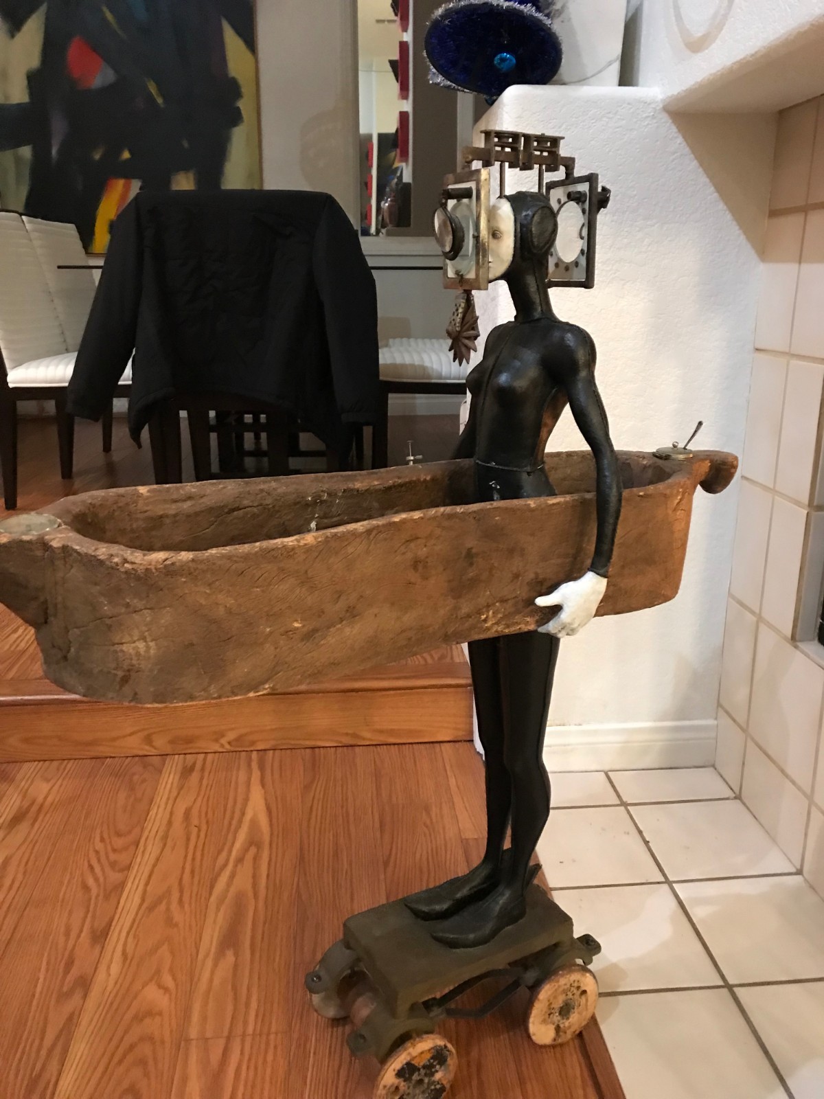 Cecilia Miguez Wooden and Bronze Statue (Uruguayan, 1955)