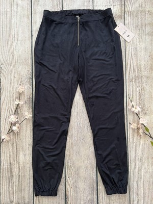 F2 -- NWT black RVCA casual faux suede smooth ride pants joggers SMALL $65