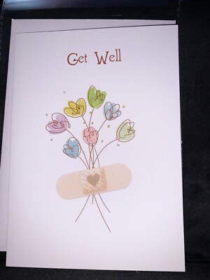 Get Well Soon Greeting BandAid Flowers Feel Better Healing Thoughts
