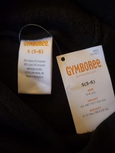 Boys Gymboree black Hoodie size small 5-6 NWT