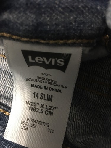 Boys Levis 550 Relaxed Size 14 Slim 25W 27L