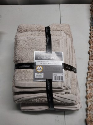 Madison Park Signature Luxor Egyptian Cotton 6-piece Bath Towel Set, Sand, 6 Pc